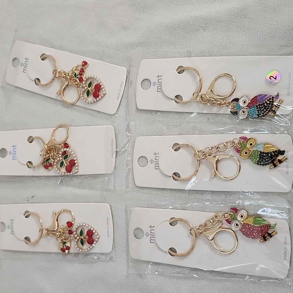 Mint Colorful Owl and Heart Keychain Collection
